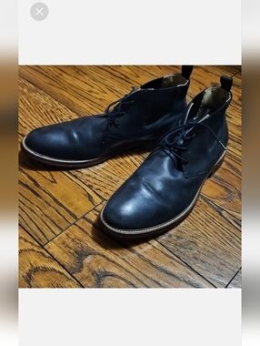 Black Leather Lace-Up Ankle Boots Men’s Size 10